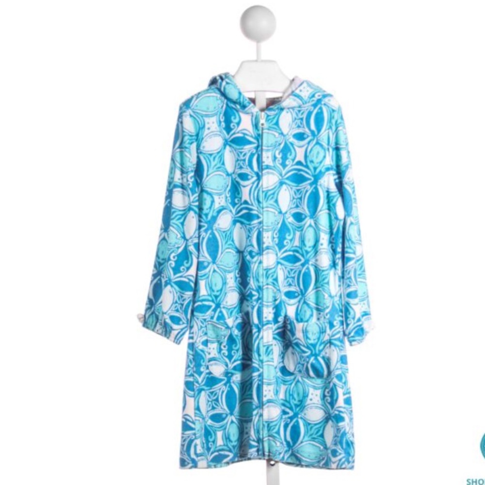 LILLY PULITZER BLUE FISH PRINT TERRY CLOTH COVER UP *SIZE 6-7